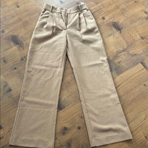 Abercrombie & Fitch Tan Wide Leg Trousers with High Waist and Pleats